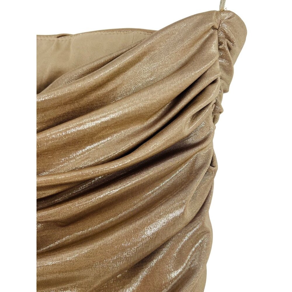 NWT Zara Gold Strapless Ruched Mini Dress • Y2K Baddie Party Club Glam Coquette - Picture 14 of 16
